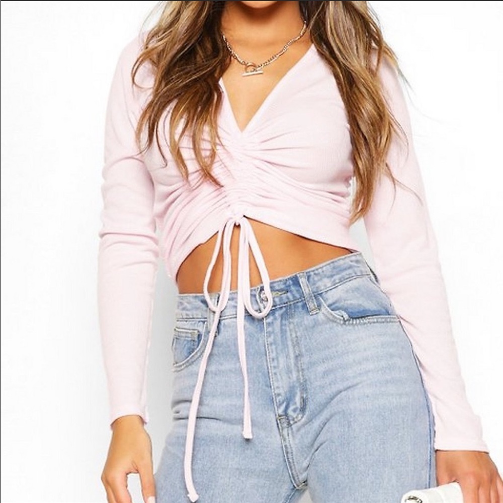 Baby Pink Tie up Crop Top